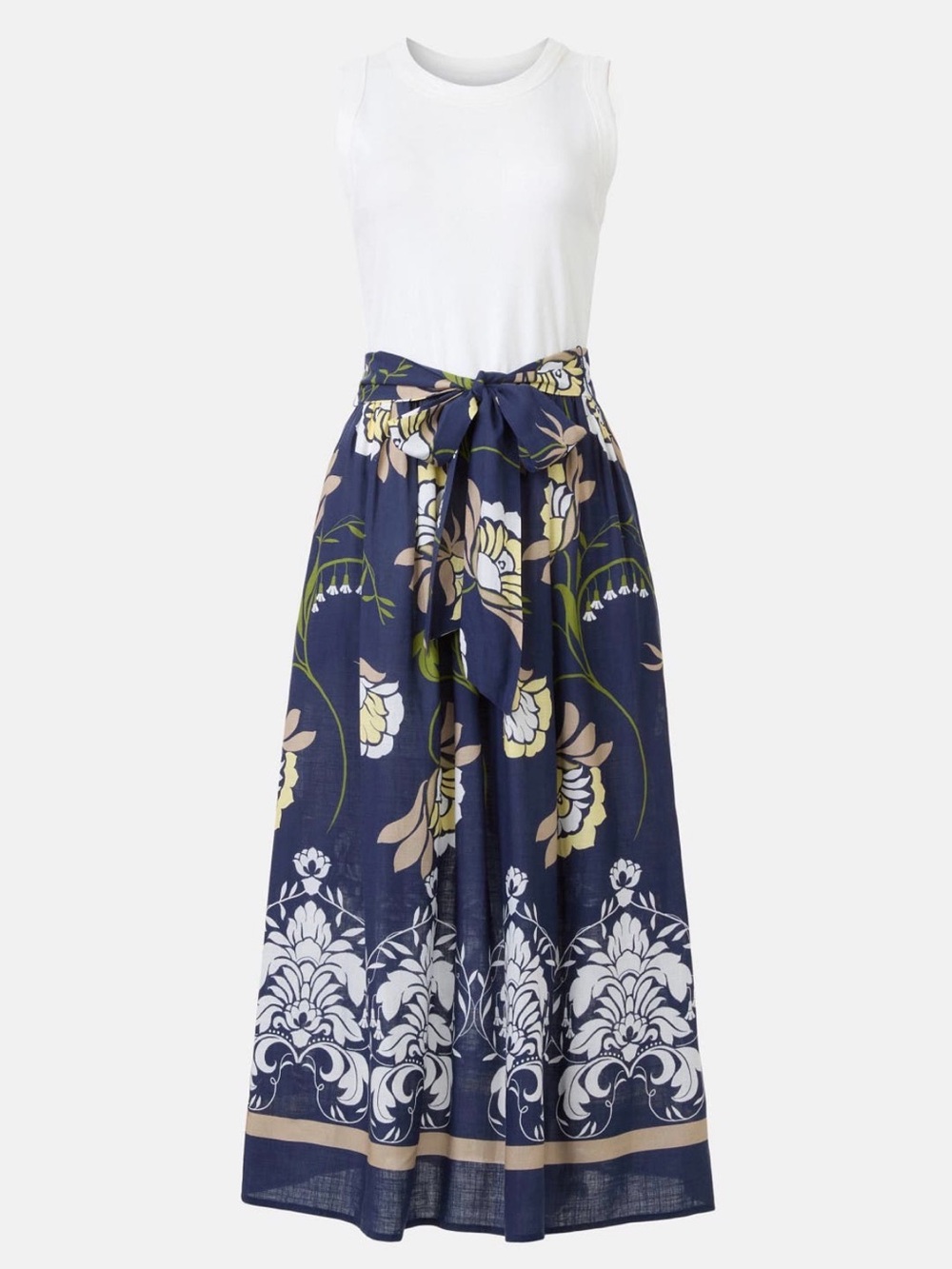 Fifteen Twenty Seline contrast midi dress in navy w/off white XL